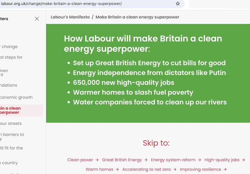 GB Energy explained in the 2024 Labour manifesto - screenshot