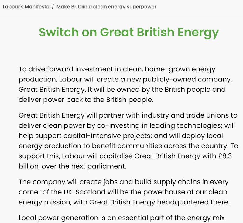 GB Energy ideas in the 2024 Labour manifesto - screenshot